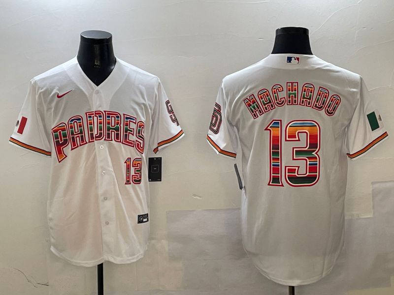 Men San Diego Padres #13 Machado White Fashion 2025 Nike MLB Jersey style 5->san diego padres->MLB Jersey